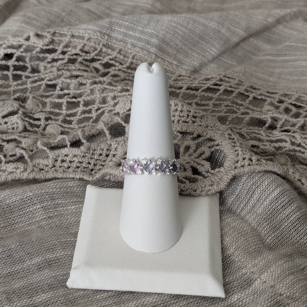 Elegant Silver and Ombre Amethyst Women's Ring
